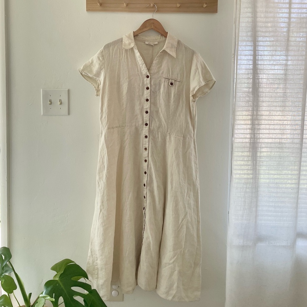 100% linen midi/maxi dress cream